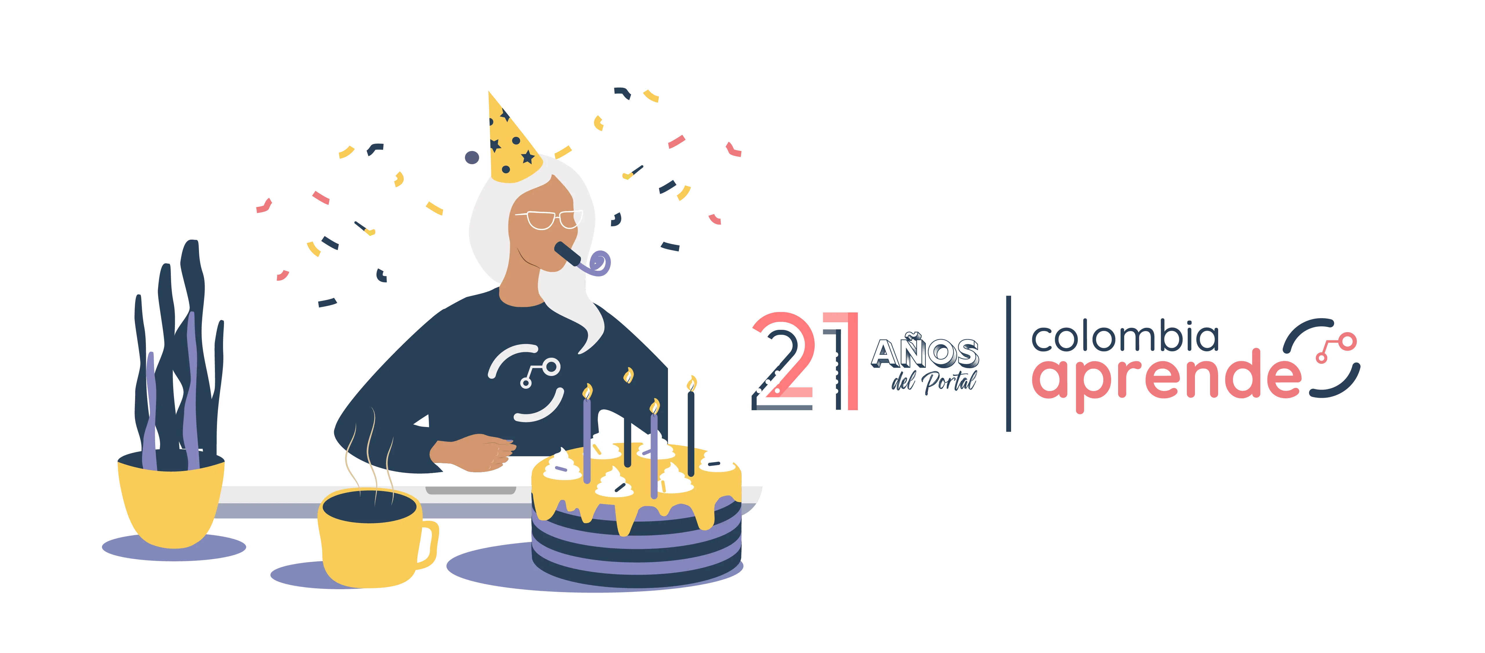 Banner celebracion 21 años portal Colombia Aprende